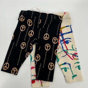 Cristina Martinez By Nordstrom Girls' 2pcs Peace Sign Abstract Leggings 3M NWT